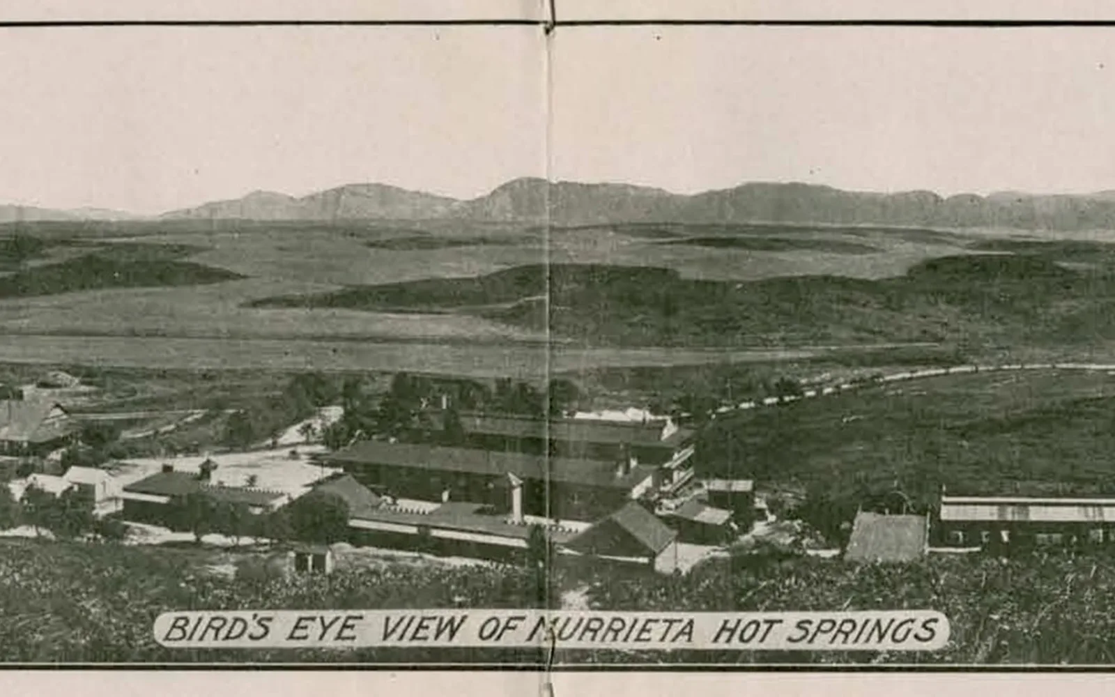Historical panoramic view of Murrieta Hot Springs, circa 1920
