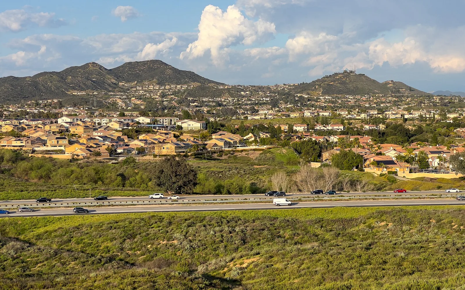 Residential neighborhoods and hills in Murrieta, California